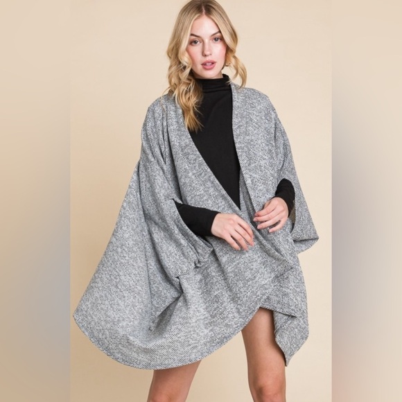 Ms Diva Plus…Beautiful Jacquard Knit Open Cardi/Wrap w/Sleeves - Picture 4 of 6